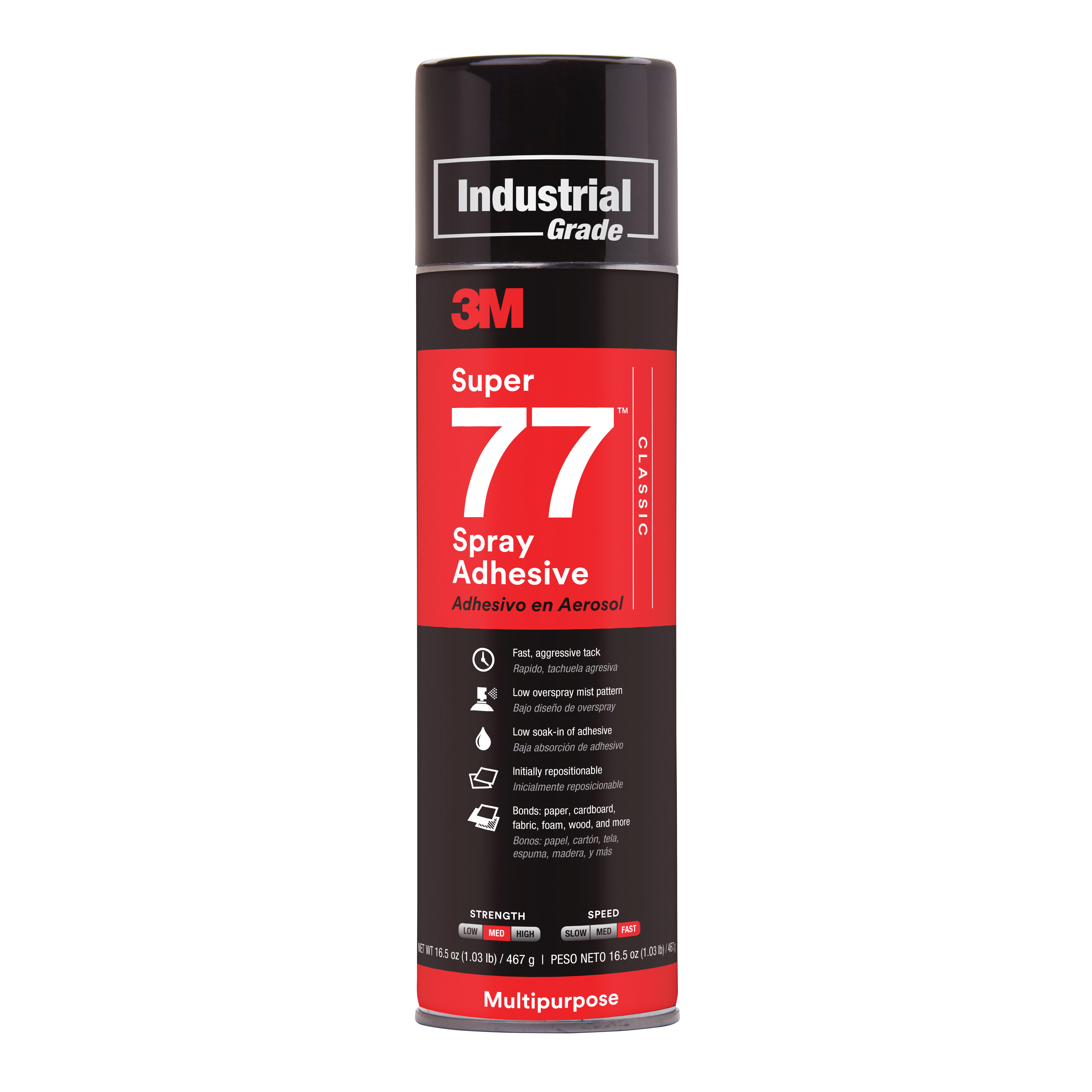 product 3M™ Hi-Tack Spray Adhesive 76, Clear, 24 fl oz Can (Net Wt 18.1 oz), 12/Case, NOT FOR SALE IN CA AND OTHER STATES
