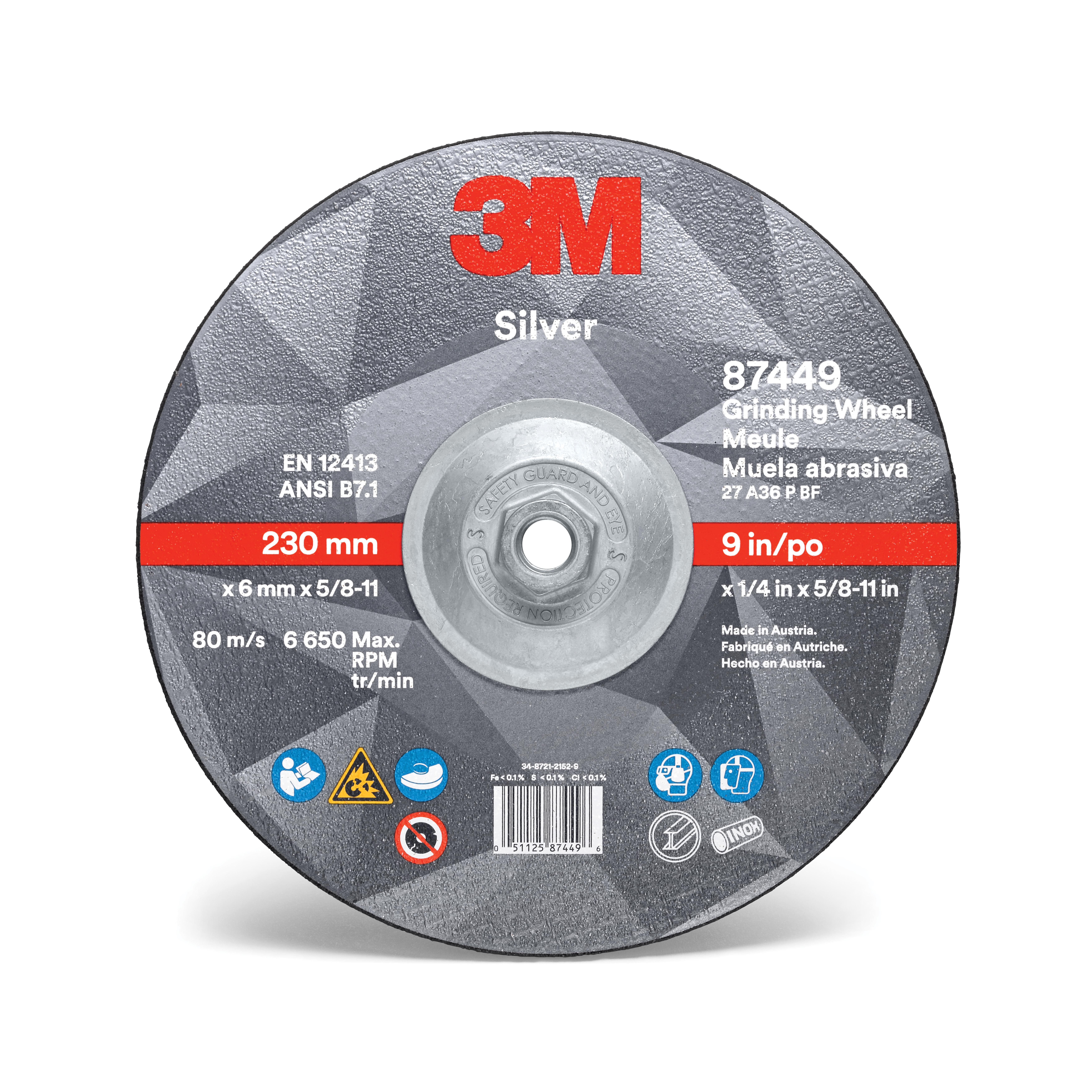 product Norton® Gemini® 07660775942 DC714HMa All Purpose Depressed Center Wheel With Quick-Change Hub, 7 in Dia x 1/4 in THK, 24 Grit, Silicon Carbide Abrasive