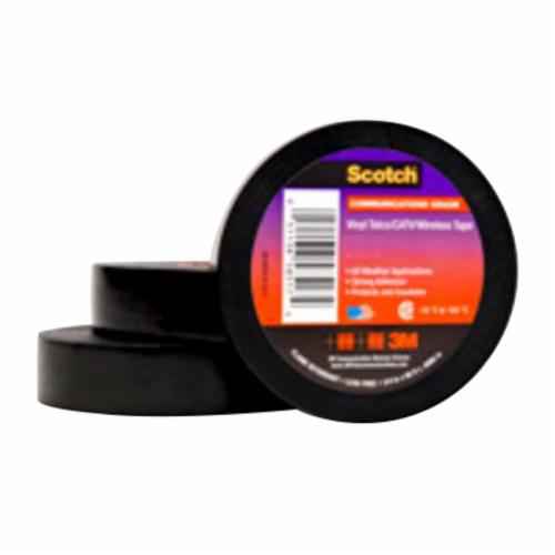 Scotch&reg; 5113858516 Vinyl Tape, 13 m L x 38 mm W, 0.22 mm THK, Black