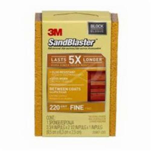 3M&trade; 7000126209 Contour Surface Sanding Sponge, 5-1/2 in OAL x 4-1/2 in OAW x 3/16 in THK Overall, 220 Grit, Super Fine Grade
