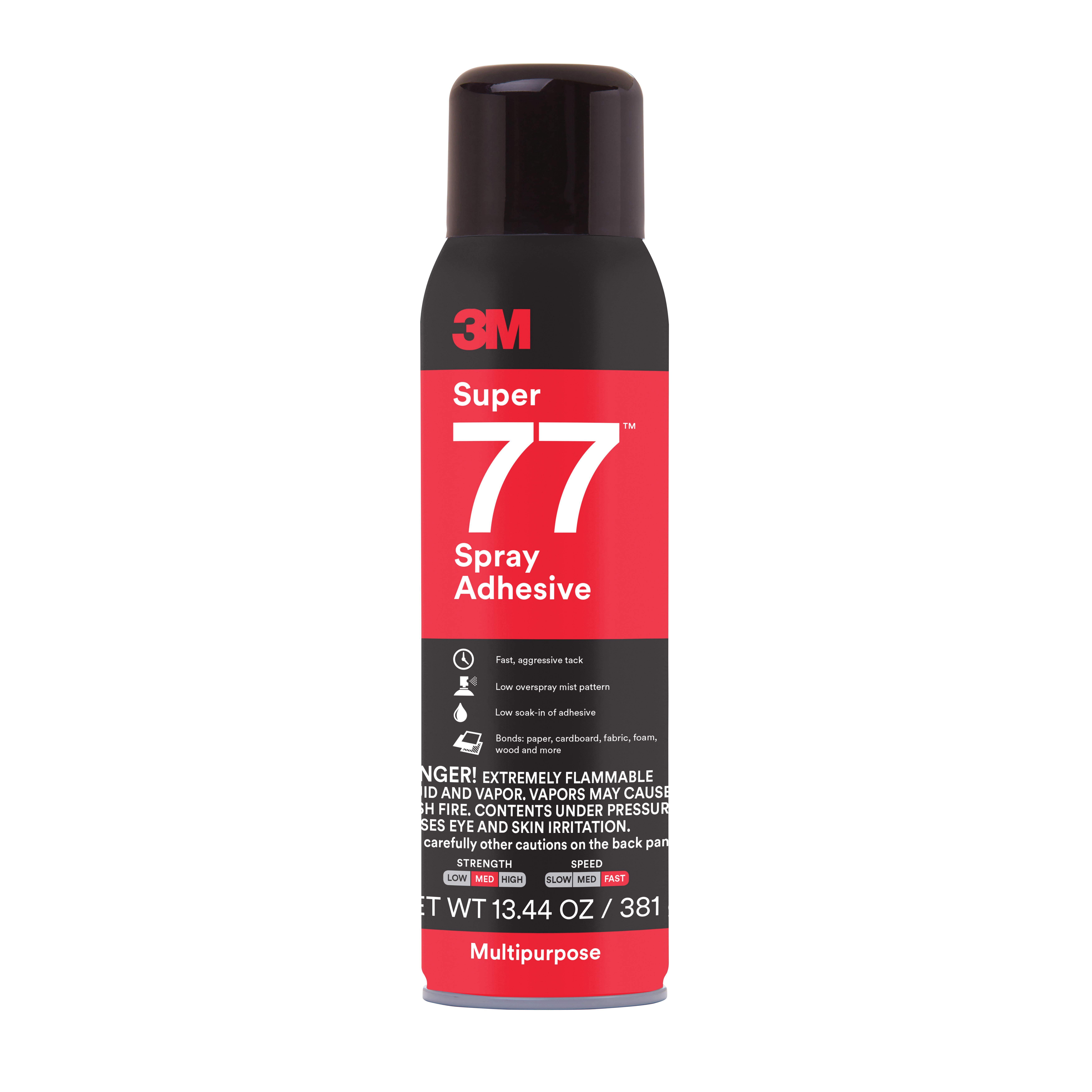 product 3M™ Super 77™ Classic Spray Adhesive, Clear, 24 fl oz Can (Net Wt 16.5 oz), 12/Case, NOT FOR SALE IN CA AND OTHER STATES