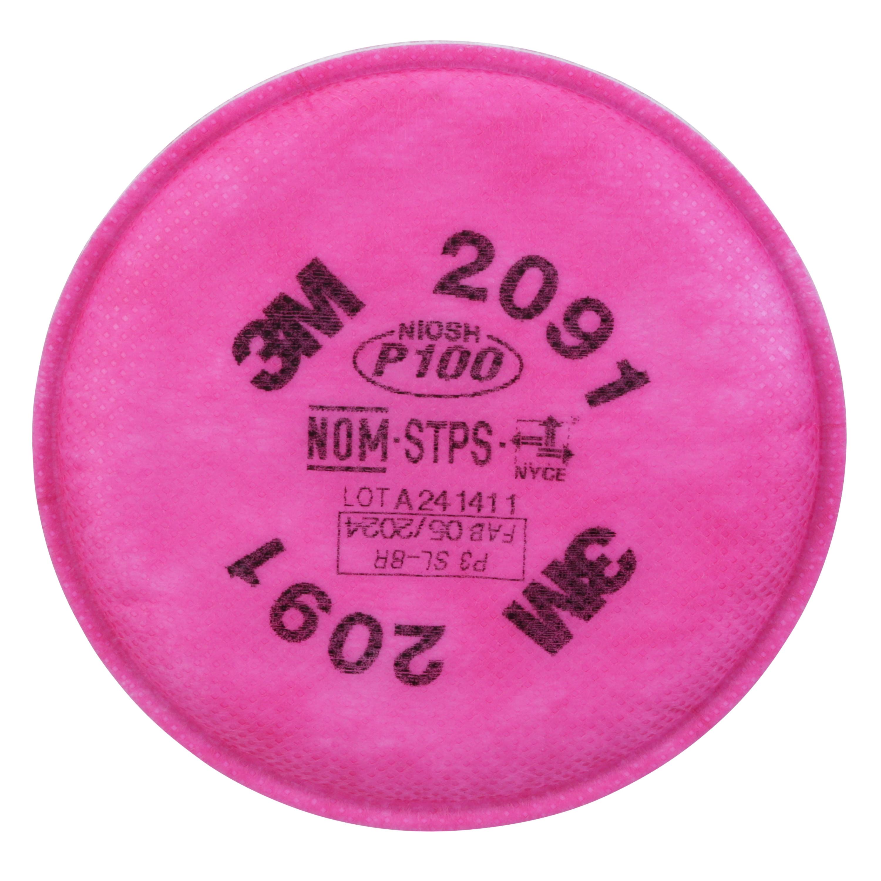 3M™ 051138-46465 Combination Cartridge With Particulate Filter, For Use With 3M™ 6000, 7000, FF-400 Series Half and Full Facepiece Respirators with Bayonet Filter Holder, P100 Filter Class, 0.9997 Filter Efficiency, Bayonet Connection, Magenta/Black