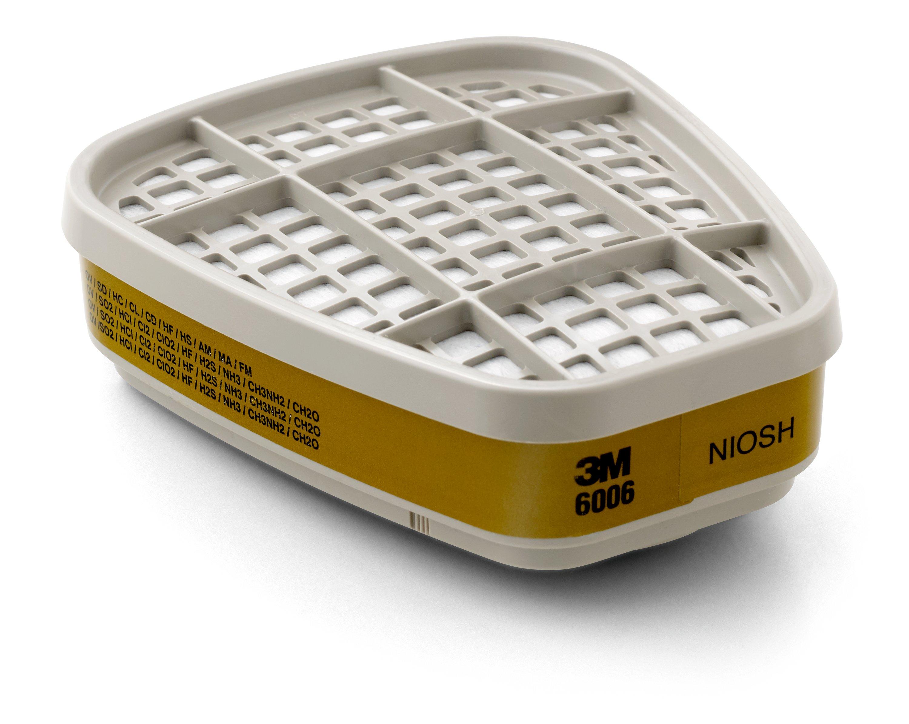 3M™ 7000051849 Chemical Gas/Vapor Cartrridge, For Use With 3M™ 6000, 7000, FF-400 Series Half and Full Facepiece Respirators with Bayonet Filter Holder, Bayonet Connection, Yellow, Resists: Organic Vapors