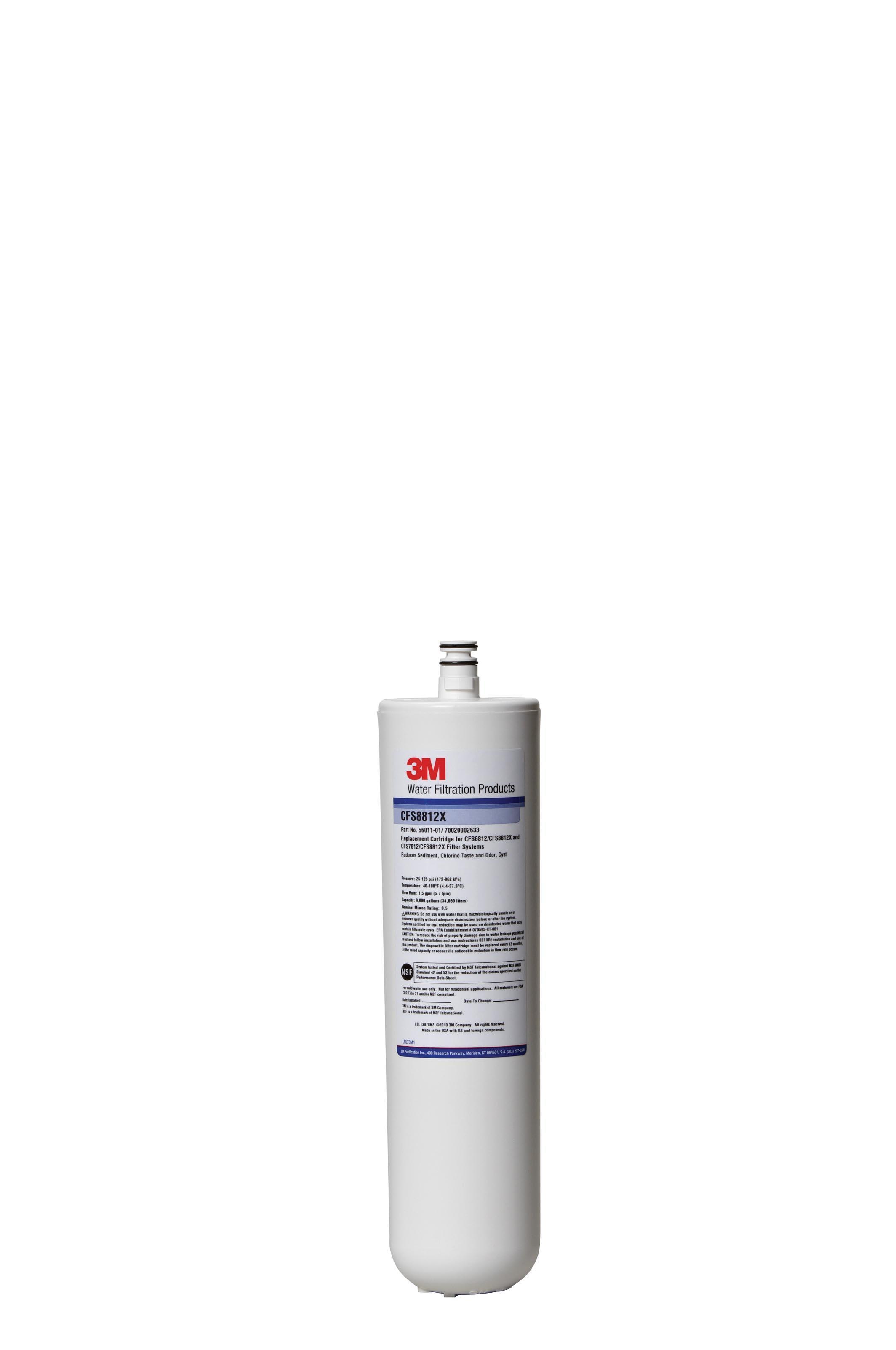 3M&trade; 7000001597 CFS Water Filter Cartridge, 3.19 in Dia Outside, 5.7 Lpm Flow Rate, 100 deg F, 125 psi Max Pressure