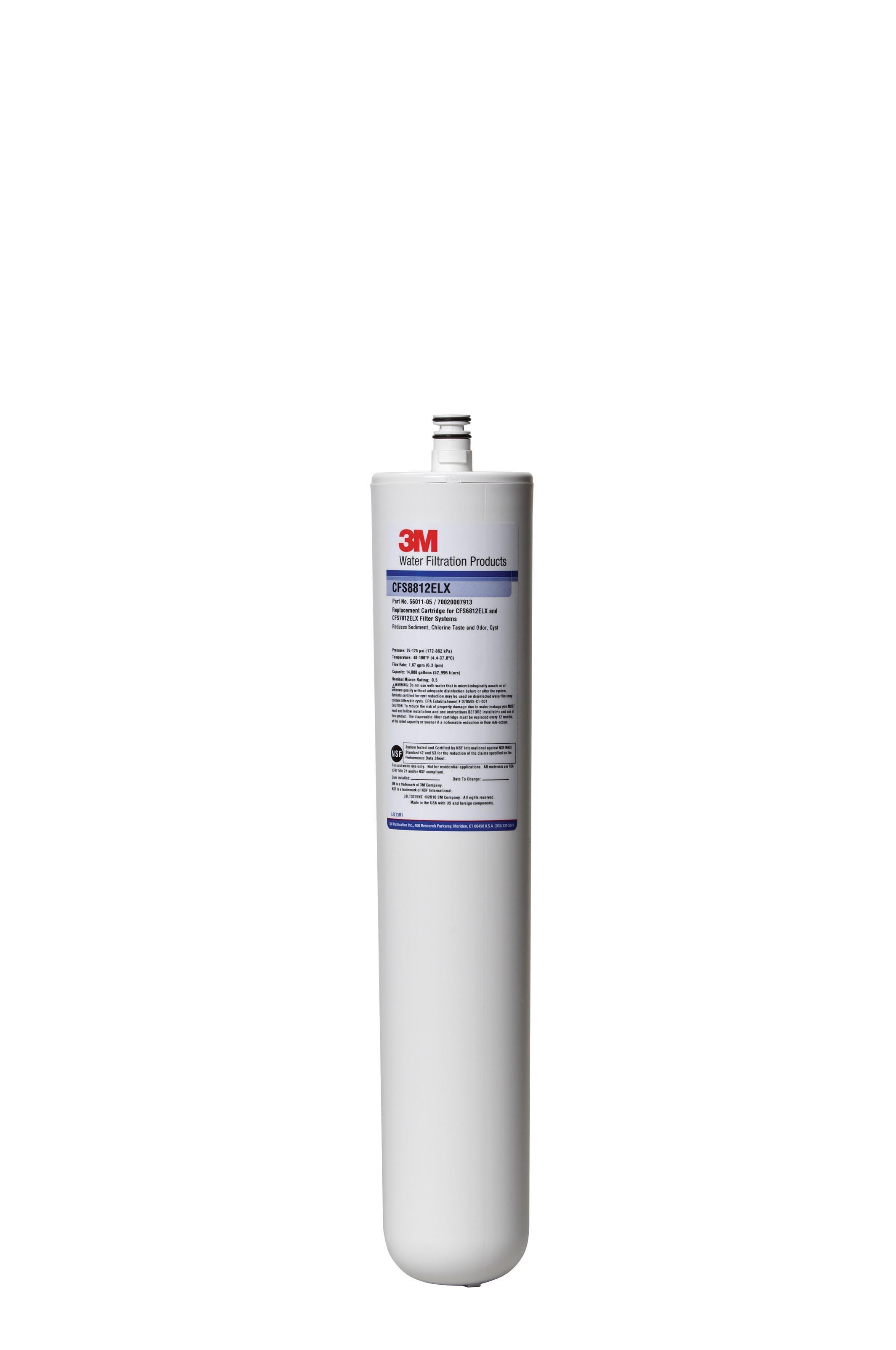 3M&trade; 7000001630 CFS Filter Cartridge, 3.19 in Dia Outside, 6.3 Lpm Flow Rate, 100 deg F, 125 psi Max Pressure