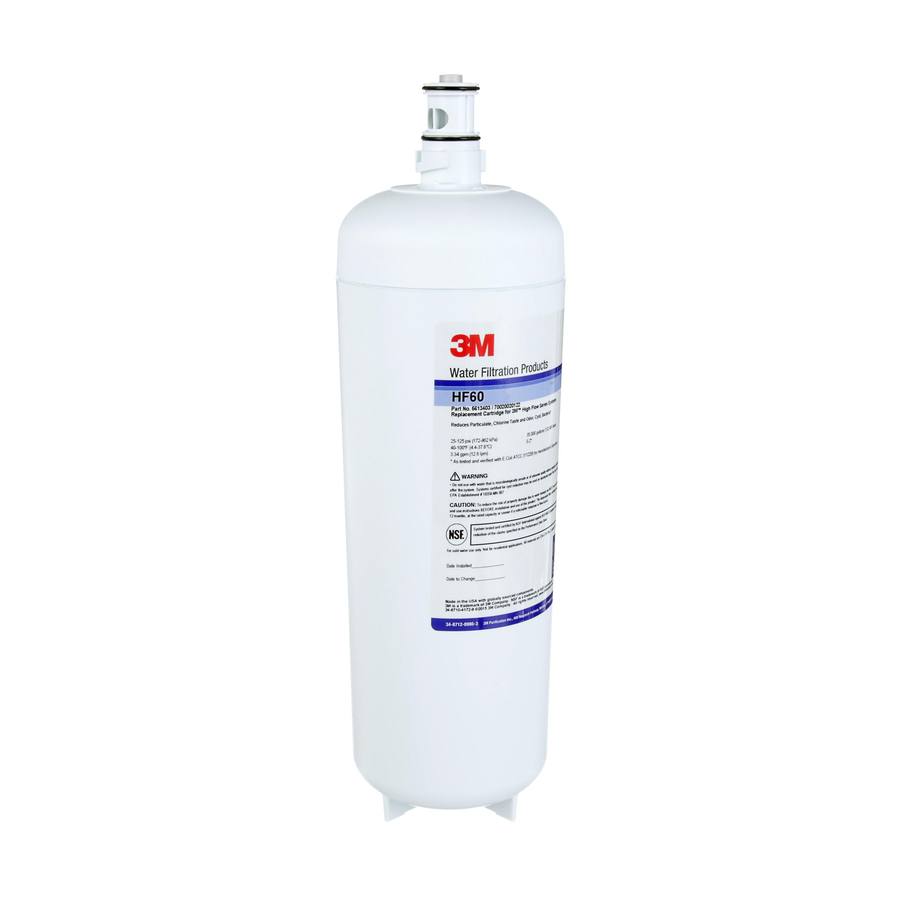 3M&trade; 7000001666 High Flow Filter Cartridge, 3.34 gpm Flow Rate, 100 deg F, 125 psi Max Pressure