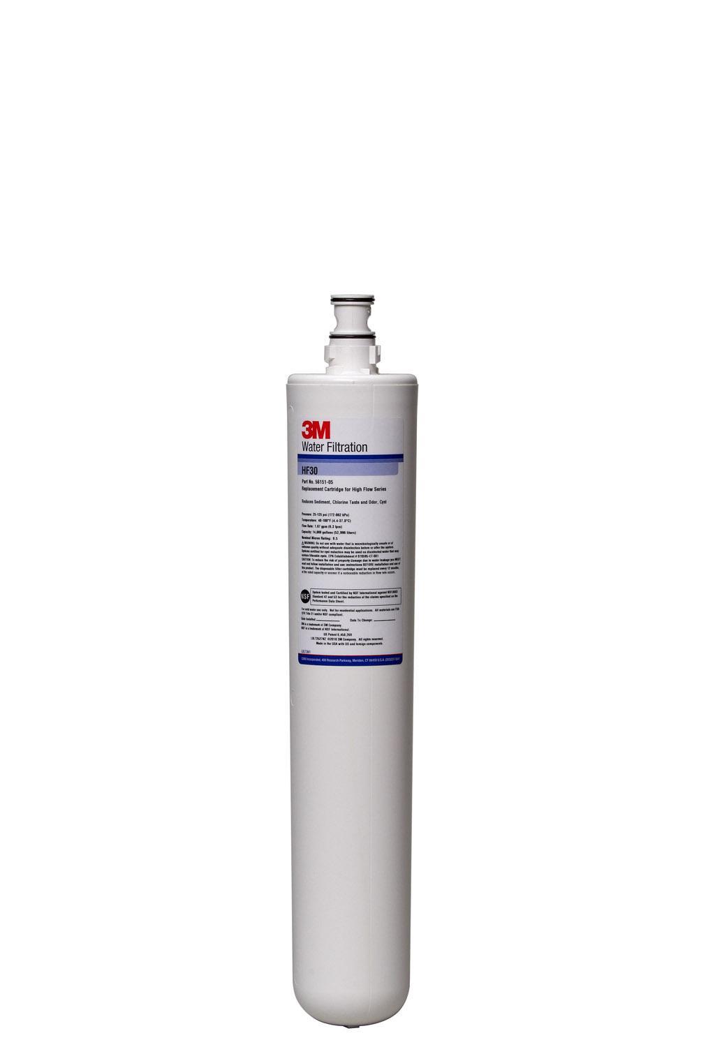 3M&trade; 7000001673 HF Series High Flow Filter Cartridge, 4 in Dia Outside x 10-1/2 in H, 1.67 gpm Flow Rate, 100 deg F, 125 psi Max Pressure