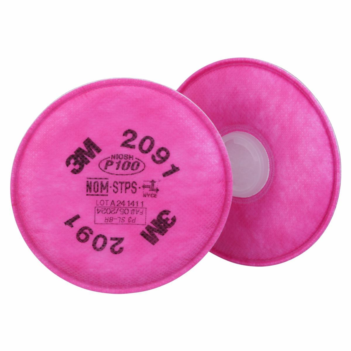 3M&trade; 7100206890 D9093C Filter, For Use With HF-800 Series and FF-800 Series, P100 Filter Class, Secure Click&trade; Connection, Magenta/Olive