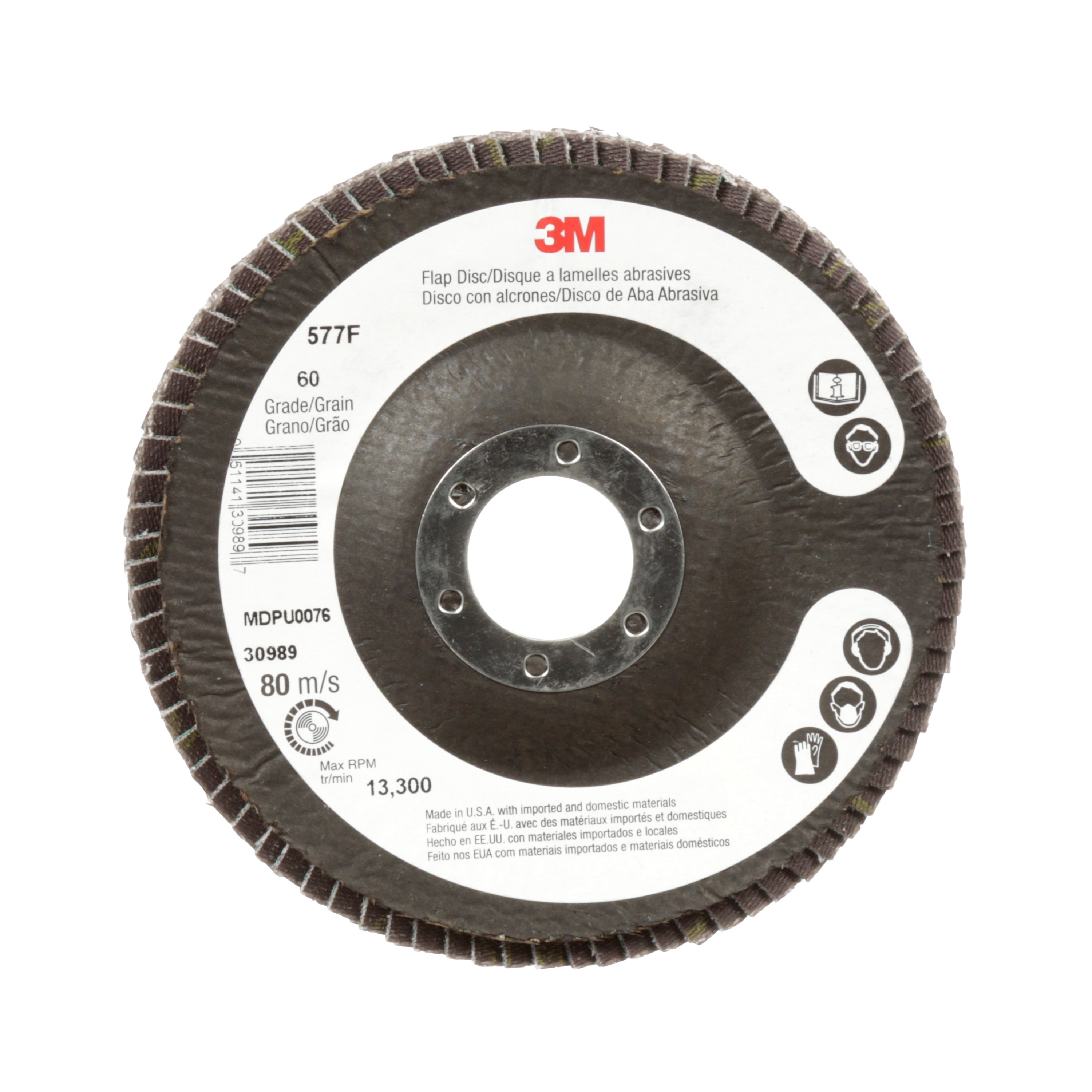 Tiger&reg; 50519 Long Life Standard Density Abrasive Flap Disc, 4-1/2 in Dia Disc, 60 Grit, Coarse Grade, Zirconia Alumina Abrasive, Type 29/Conical Disc