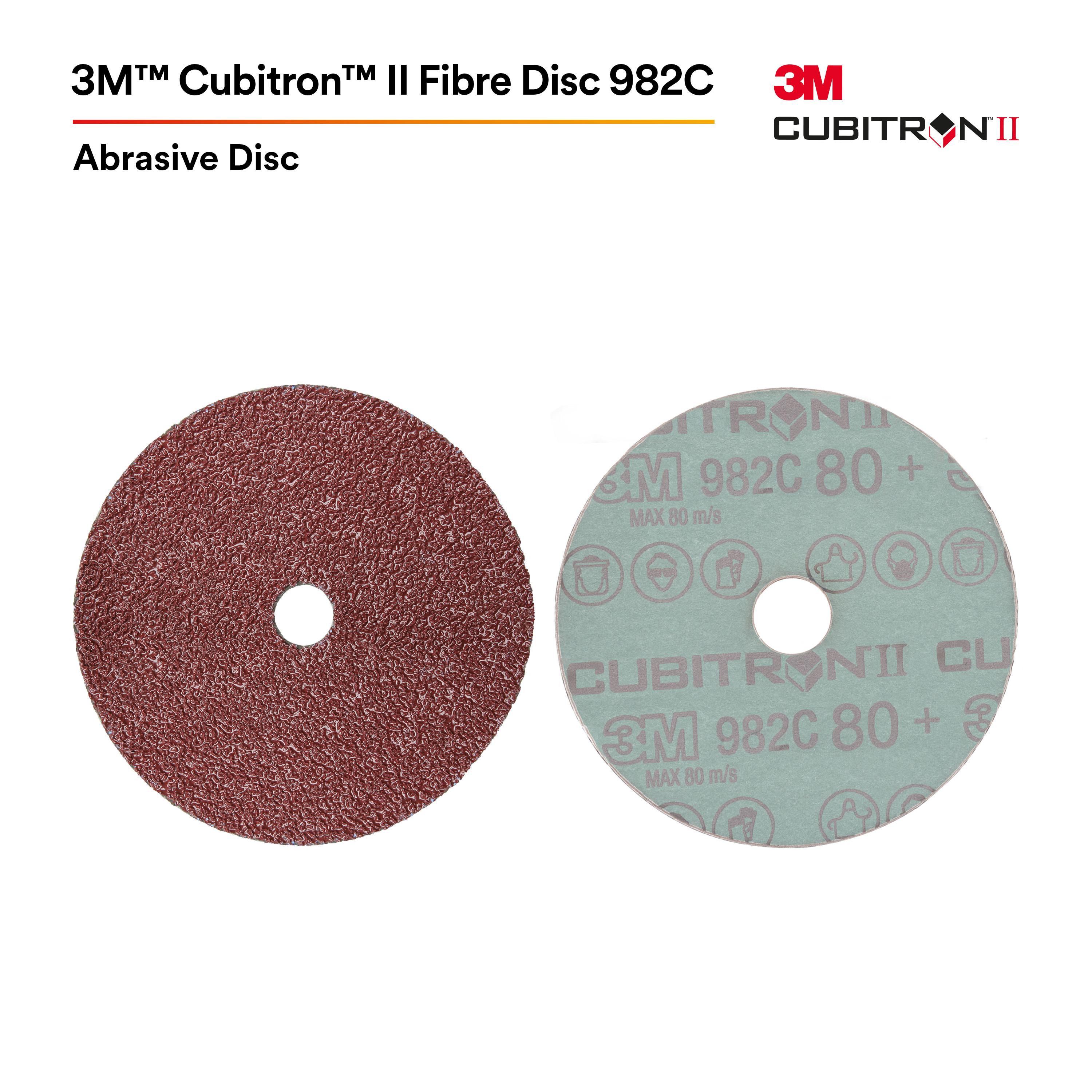 Cubitron&trade; II 7000148196 967A Disc, 5 in Dia Disc, 0.875 in Center Hole, 40+ Grit, Precision Shaped Ceramic Abrasive, Type 27 Disc