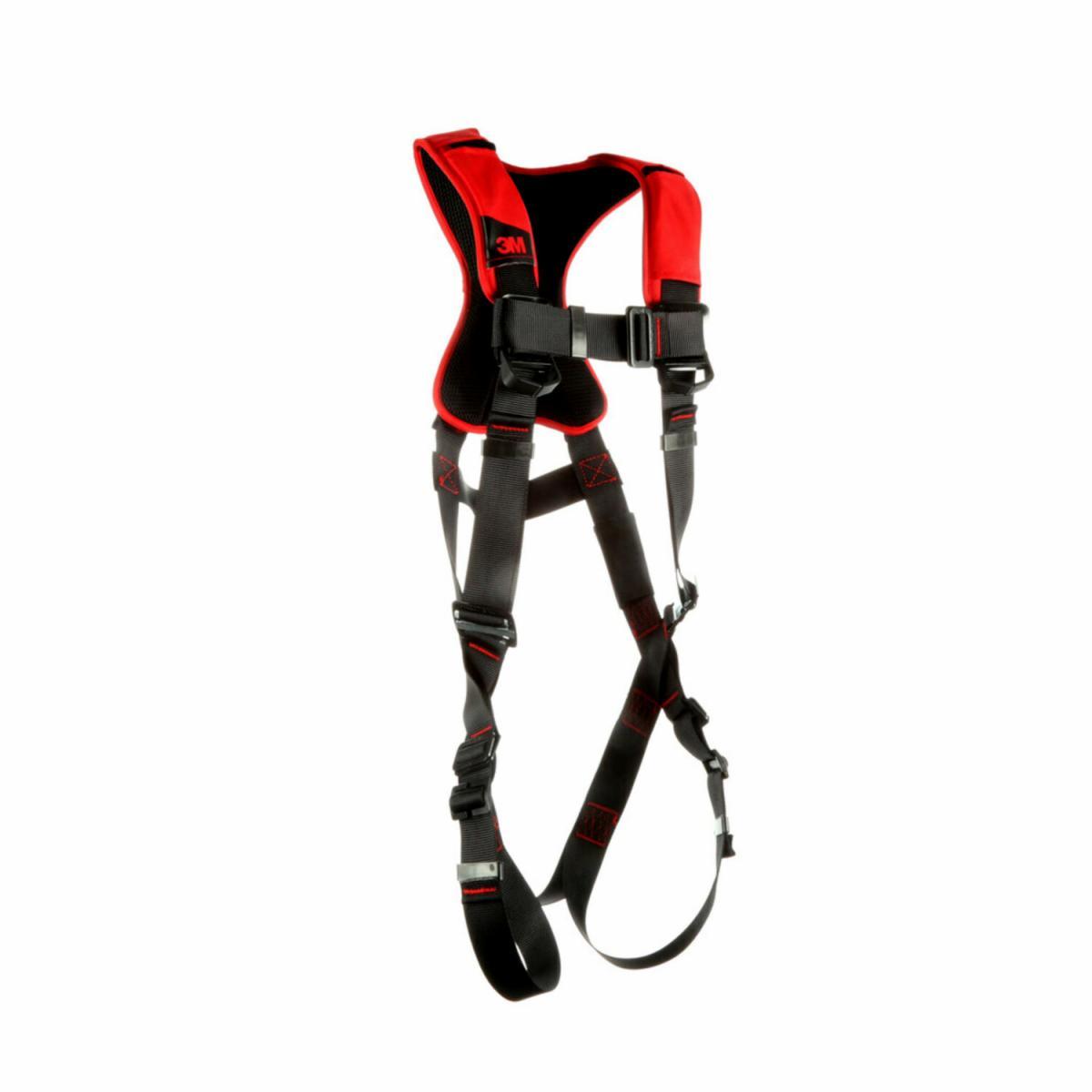 3M Protecta Fall Protection 7012816701 Protecta&reg; Comfort Safety Harness, XL, 420 lb Load, Polyester Strap, Pass-Thru Chest Strap Buckle, Steel Hardware, Black
