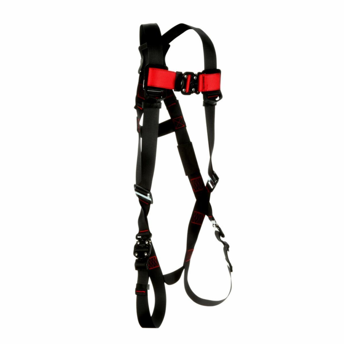 3M Protecta Fall Protection 7012816775 Protecta&reg; Safety Harness, XL, 420 lb Load, Polyester Strap, Quick-Connect Chest Strap Buckle, Steel Hardware, Black