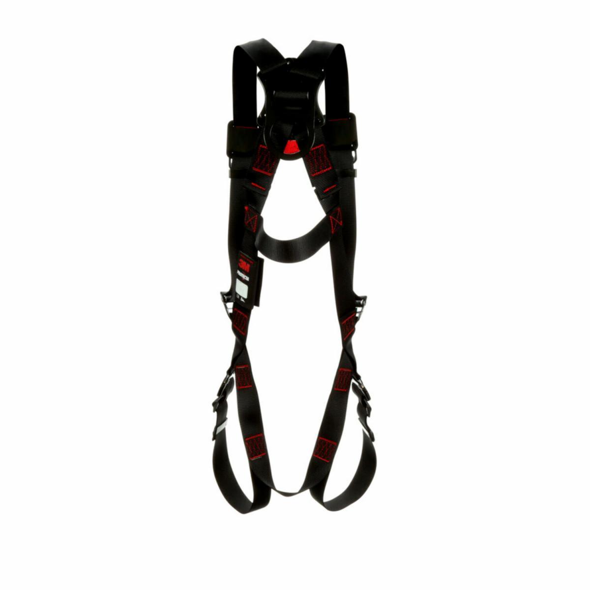 3M Protecta Fall Protection 7012816775 Protecta&reg; Safety Harness, XL, 420 lb Load, Polyester Strap, Quick-Connect Chest Strap Buckle, Steel Hardware, Black