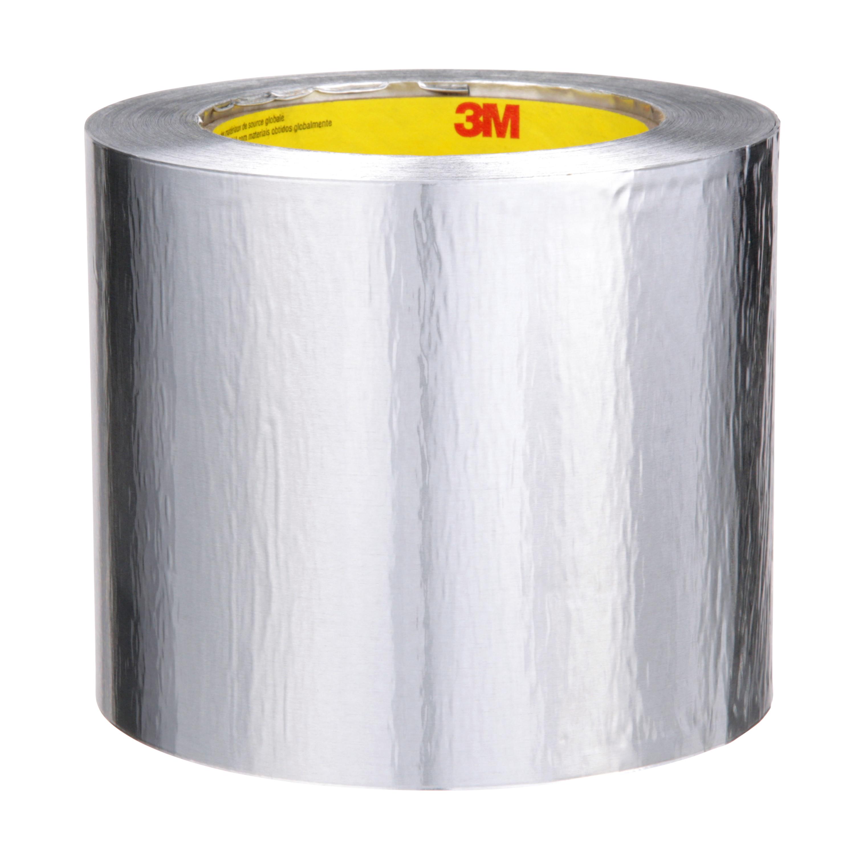 3M&trade; 7010314221 425 Foil Tape, 60 yd L 7 in W, 4.6 mil THK, Acrylic Adhesive, Aluminum Foil Backing, Silver