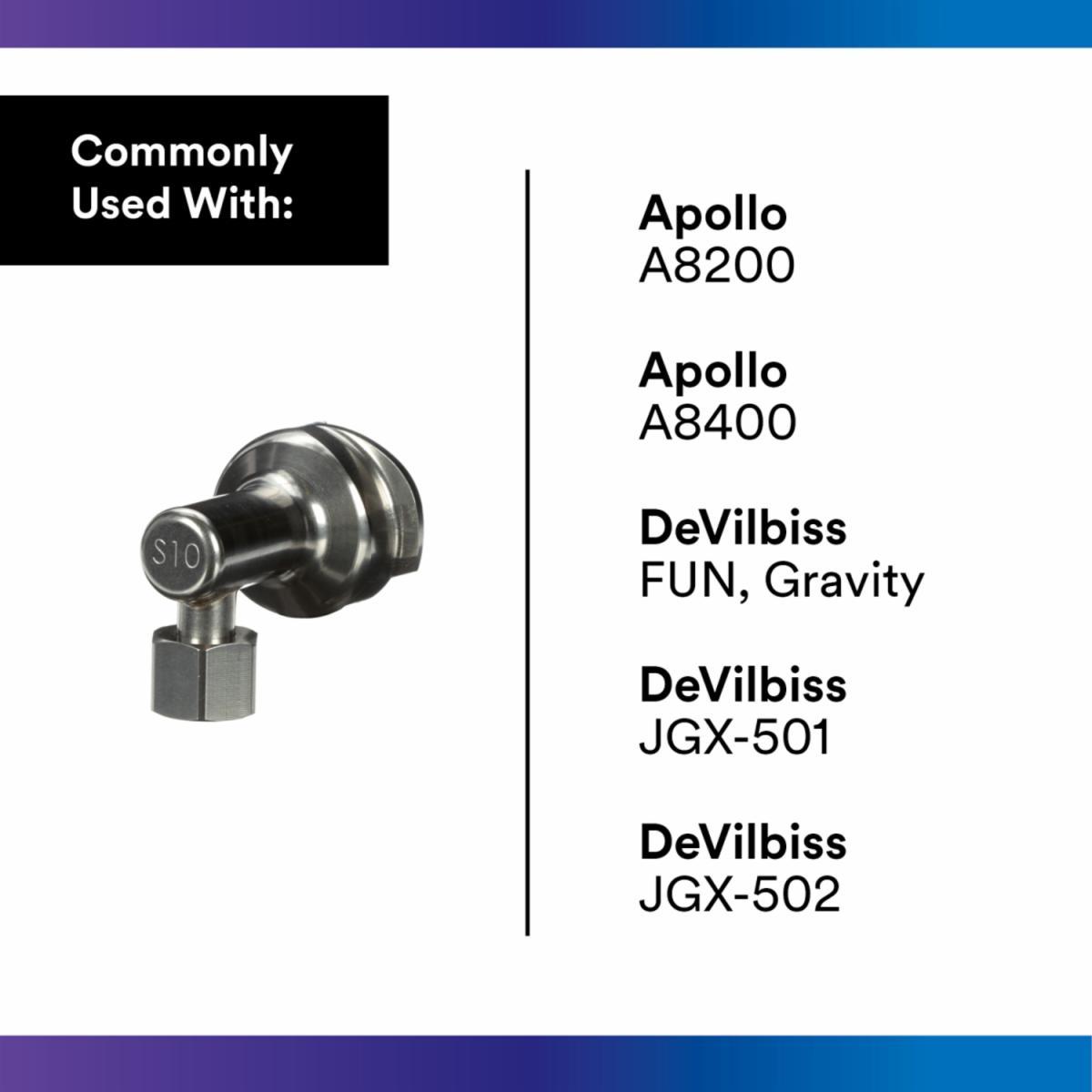 3M&trade; 7100135927 Type S10 Adapter, For Use With 3M&trade; PPS&trade; Series 2.0 Spray Cup System, 1/4-19 BSP, Side Cup Mount, Stainless Steel, Silver