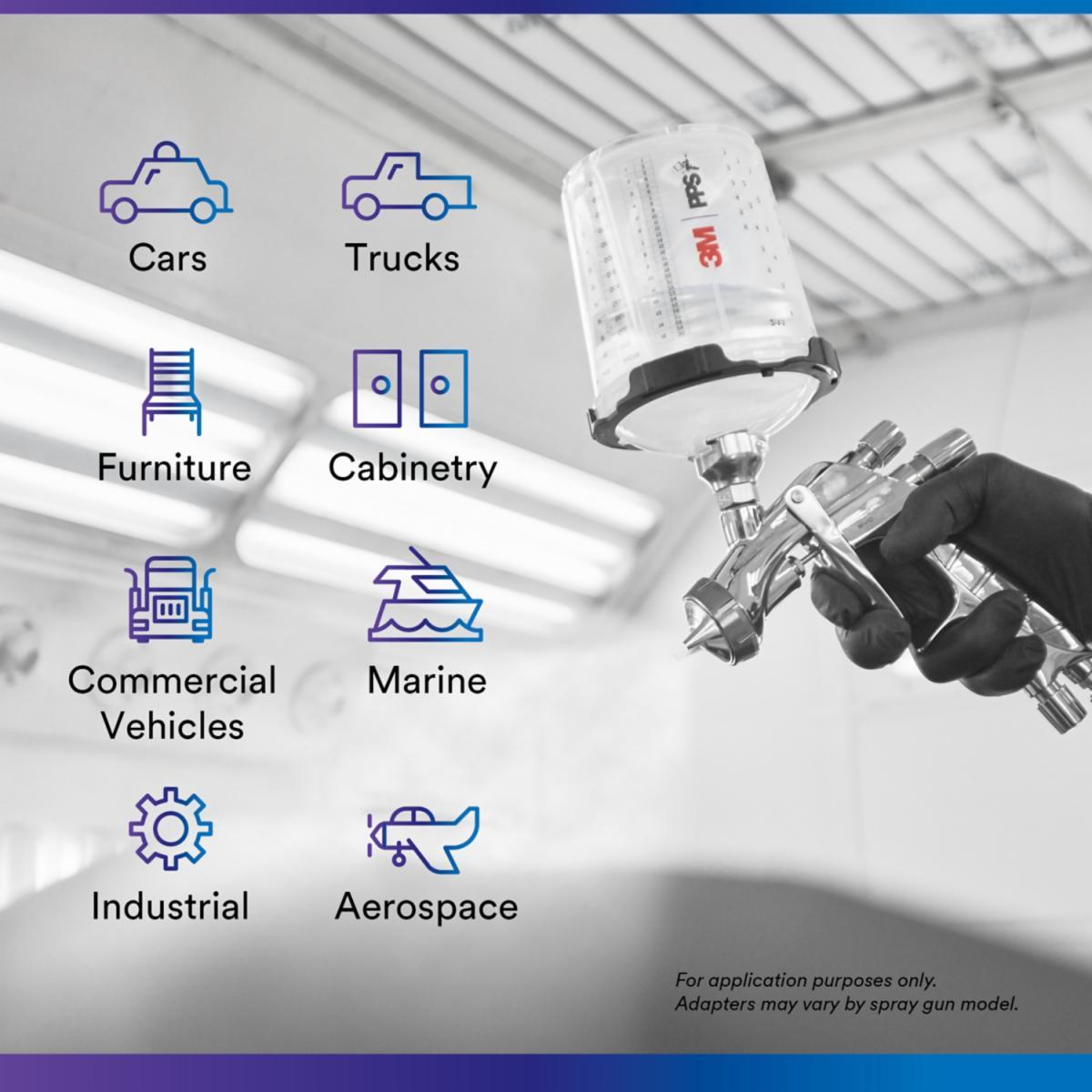 3M&trade; 7100135927 Type S10 Adapter, For Use With 3M&trade; PPS&trade; Series 2.0 Spray Cup System, 1/4-19 BSP, Side Cup Mount, Stainless Steel, Silver