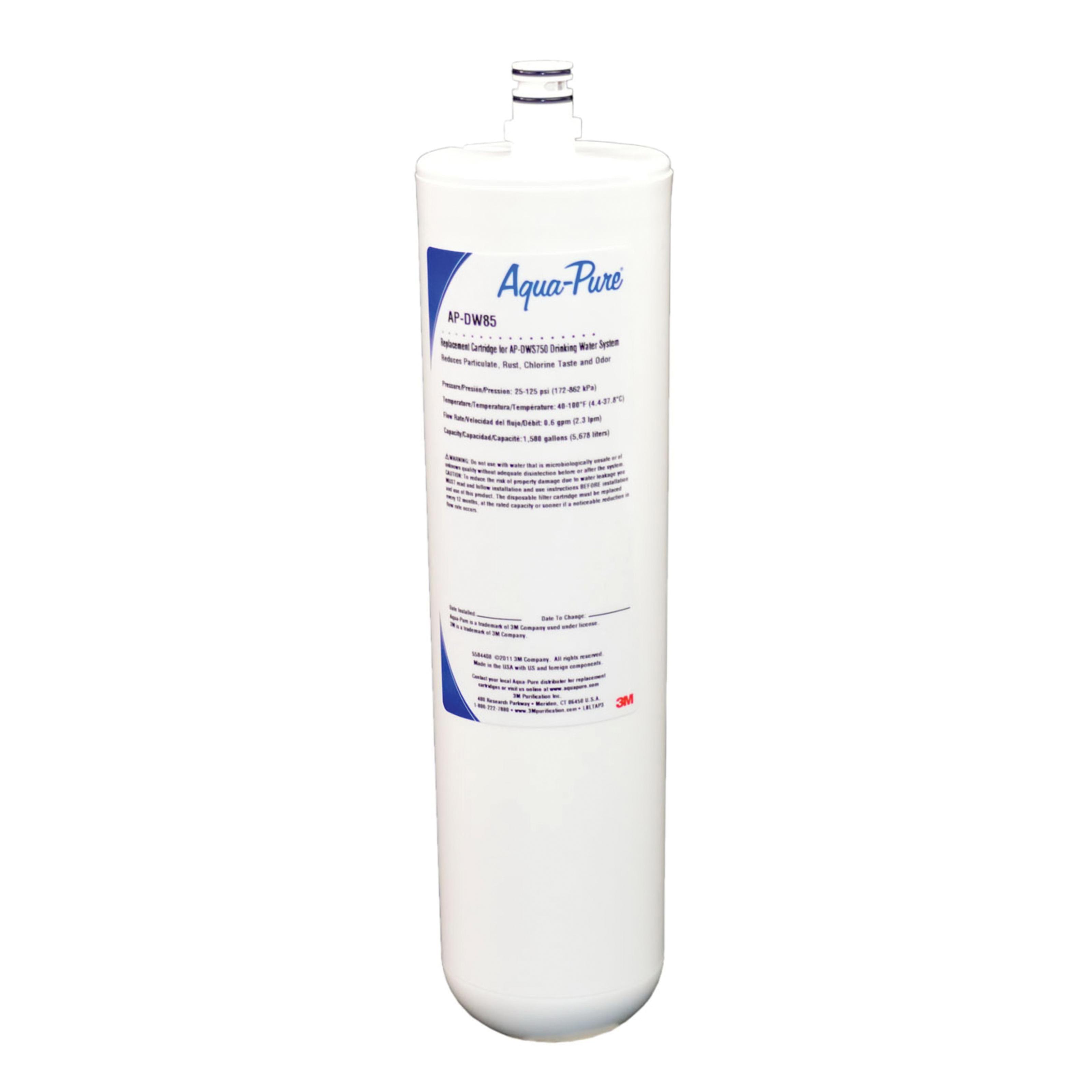 3M&trade; Aqua-Pure&trade; 7000001593 AP-DW85 Faucet Water Filter Cartridge, 3-3/16 in Dia Outside x 10-3/4 in H, 0.6 gpm Flow Rate, 40 to 100 deg F, 25 to 125 psi Max Pressure