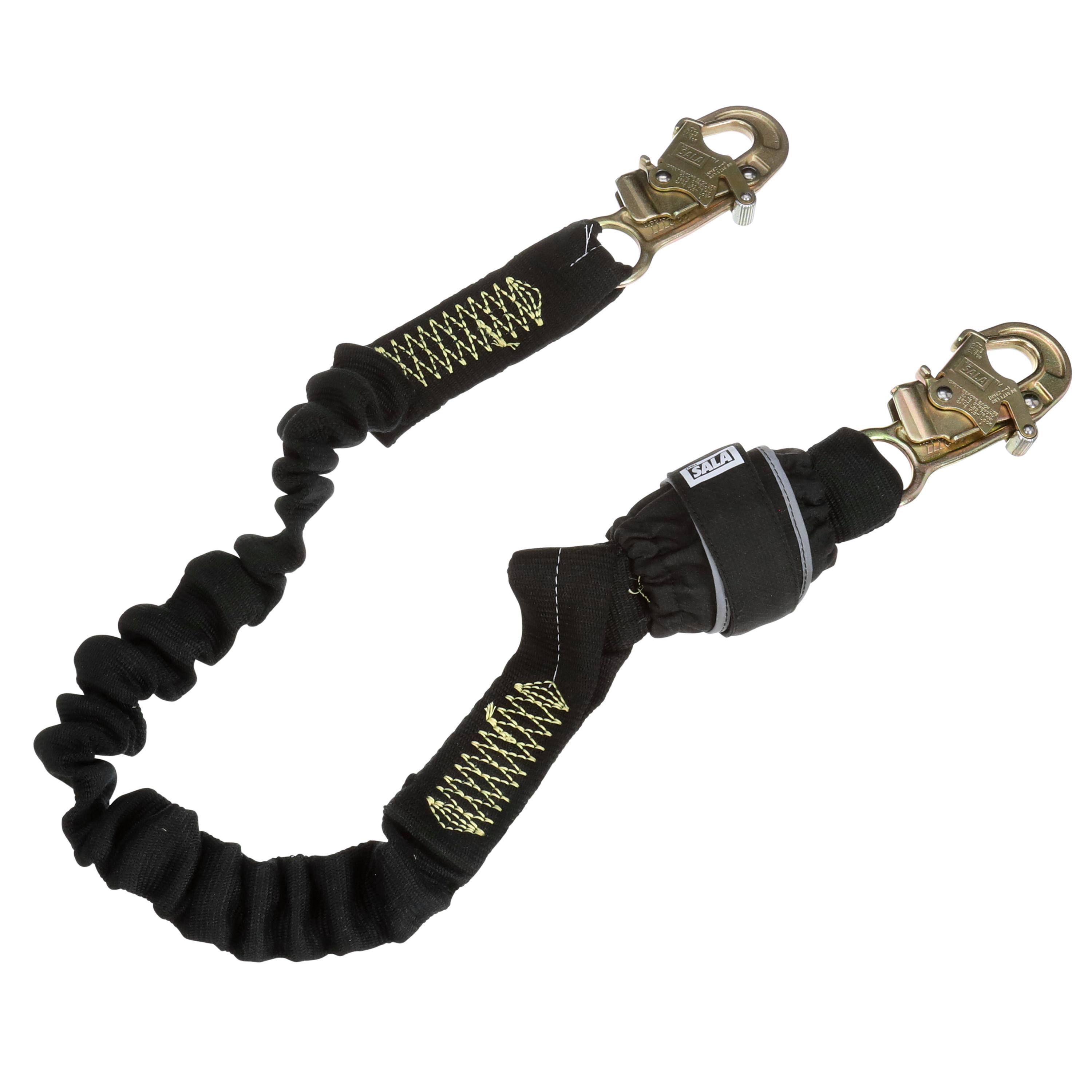3M&trade; DBI-SALA&reg; 7100157095 1244406 Tie-Off Shock-Absorbing Lanyard, 310 lb Load, 6 ft L, Elastic Webbing Line, 2 Legs, Snap Hook Anchorage Connection, ANSI A10.32, ANSI Z359.1, ANSI Z359.13, OSHA 1910.66, OSHA 1926.502