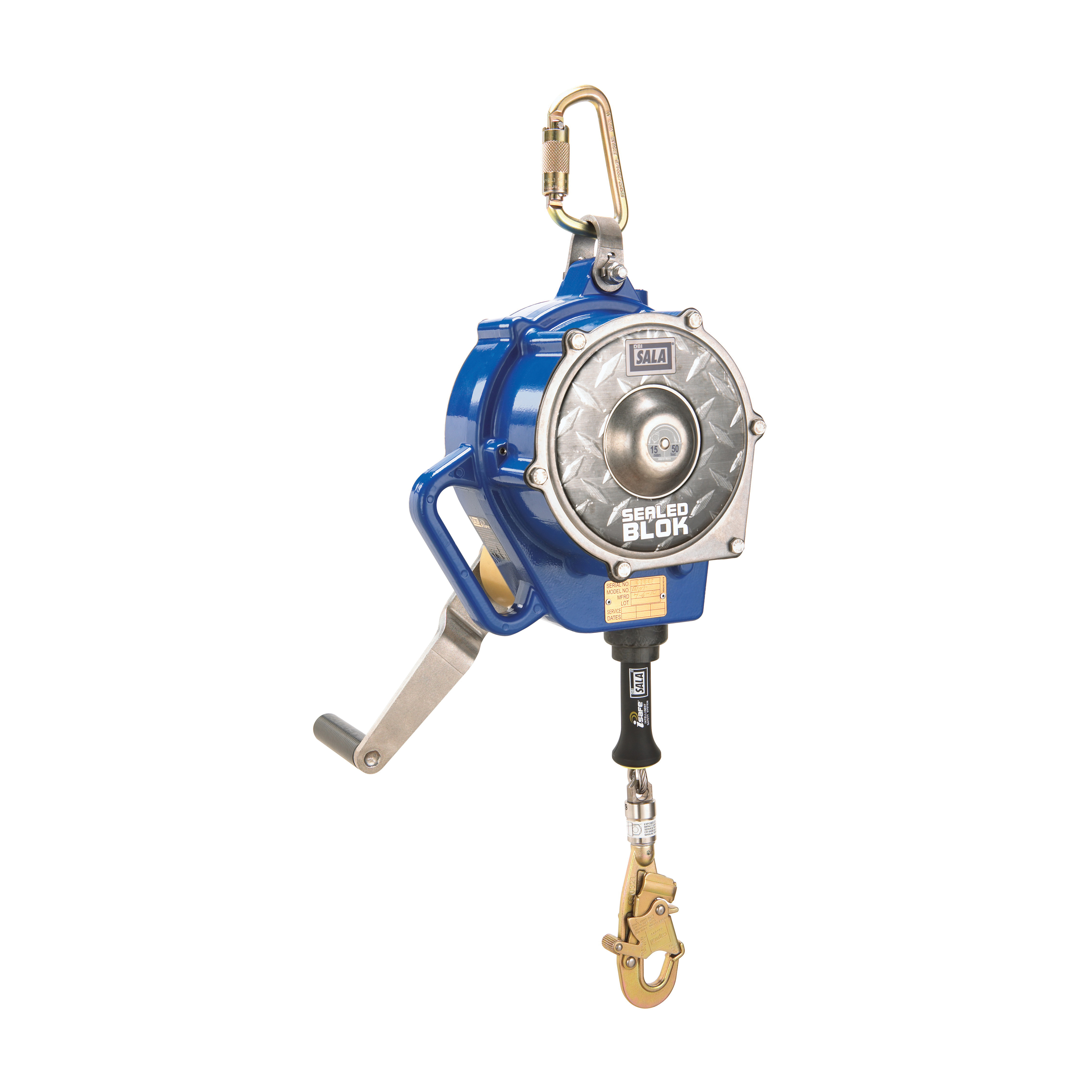 3M DBI-SALA Fall Protection 84077907258 Sealed-Blok&trade; Retrieval Self-Retracting Lifeline, 420 lb Load, 50 ft L, ANSI Z359.1, ANSI Z359.14