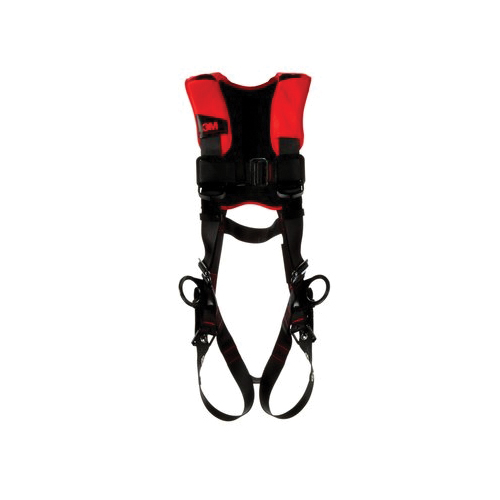 3M Protecta Fall Protection 1191201 Pro™ Harness, M to L, 420 lb Load, Polyester Webbing Strap, Pass-Thru Leg Strap Buckle, Steel Hardware, Red