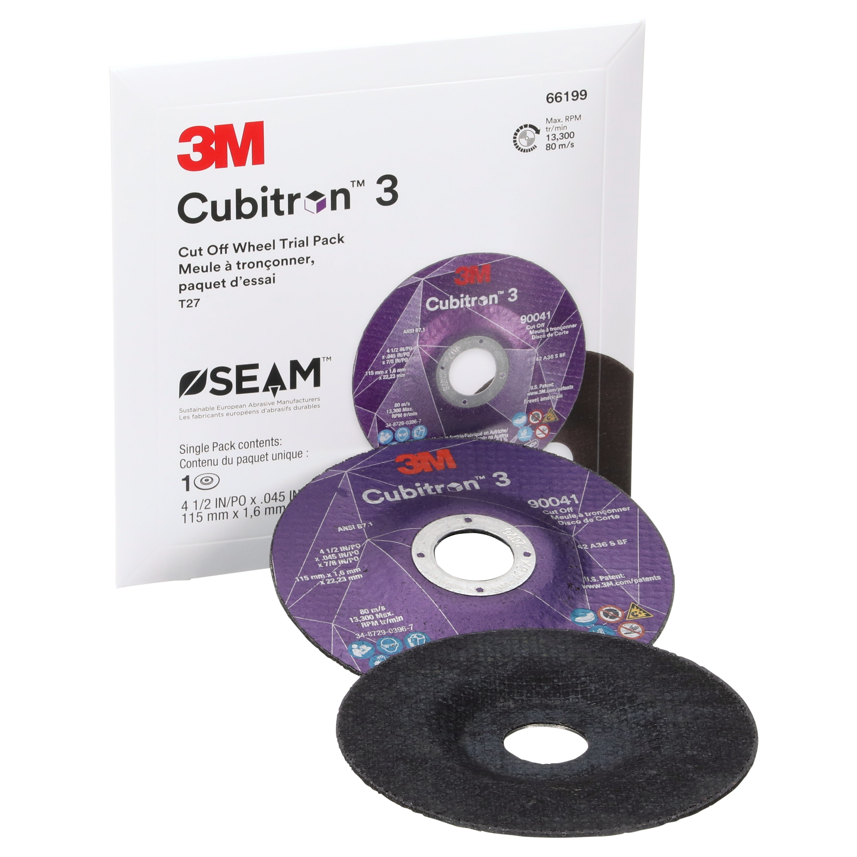 3M Xtract&trade; Cubitron&trade; II 7100320166 1182C Disc, 4.5 in Dia Disc, 0.875 in Center Hole, 36+ Grit, Precision Shaped Ceramic Abrasive