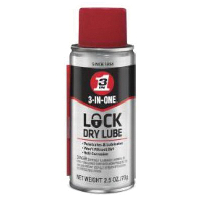 3-IN-ONE&reg; 120077 Lock Dry Lubricant, 2.5 oz Aerosol Can, Liquid Form, Clear Glass, 0.72