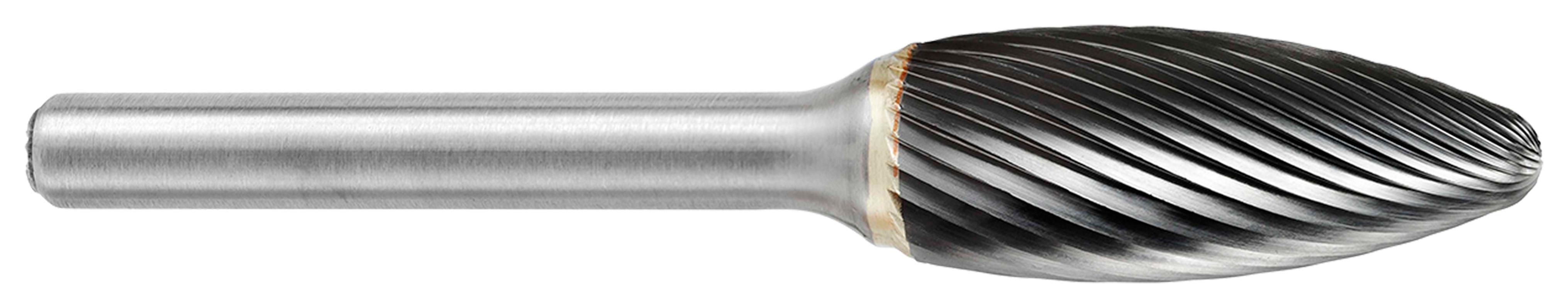 ATA SGSPRO 24600 Universal SH Metric Carbide Burr, Flame Head, 5 mm Dia Head, 9.5 mm L of Cut, 38 mm OAL, Single Cut