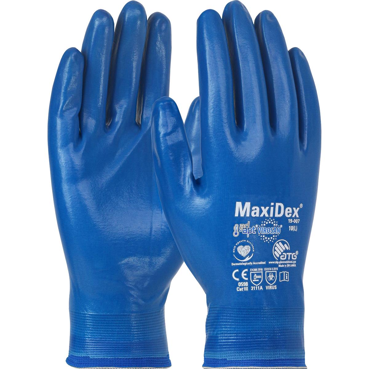 ATG® MaxiFlex® Endurance™ 34-845/S General Purpose Gloves, Coated, S, Microfoam Nitrile Palm, 15 ga Nylon, Black/Gray, Continuous Knit Wrist Cuff, Microfoam Nitrile Coating, Resists: Abrasion, Cut, Puncture and Tear, Nylon Lining, Seamless Knit