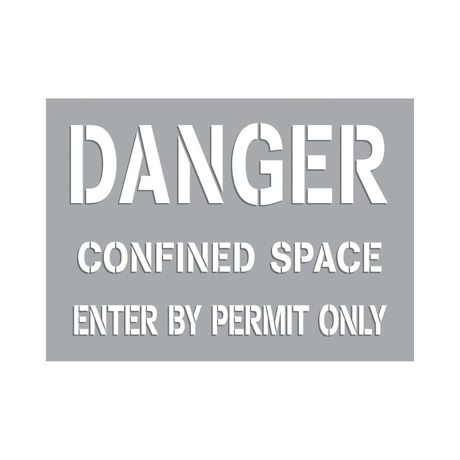 Accuform&reg; CST718 Confined Space Stencil, DANGER CONFINED SPACE ENTER BY PERMIT ONLY, 2 in H Header/1 in H Letter H, Mylar&reg; Plastic