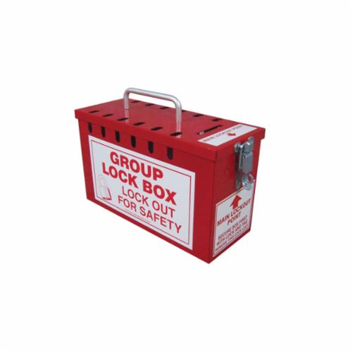 product STOPOUT® KCC620 Look n Stop Compact Group Lockout Box, 17 Padlocks, Twist Door, Red, 7-3/4 in H x 7-3/4 in W x 4 in D, Wall Mount