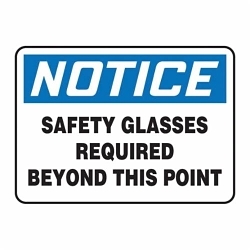 Accuform&reg; MPPE849VP Notice Sign, NOTICE, 7 in H x 10 in W, Black/Blue on White, Plastic, Fastened Mount