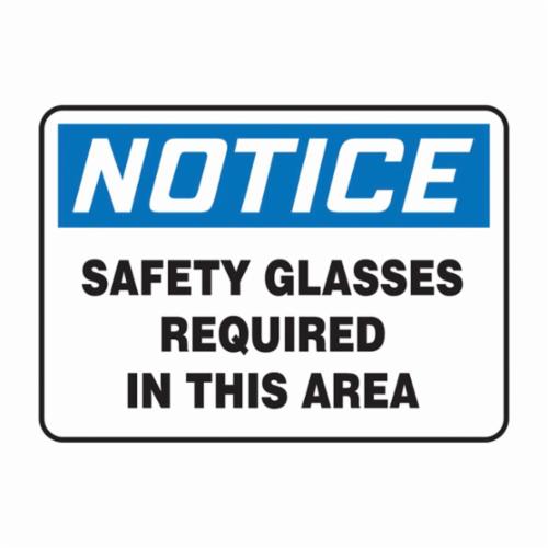 Accuform&reg; MPPA801VP Semi-Flexible Notice Sign, NOTICE, 10 in H x 14 in W, Black/Blue on White, Plastic, Fastened Mount