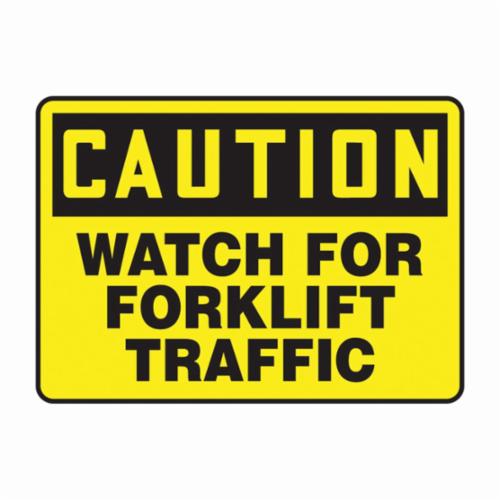 Accuform&reg; MVHR631VS Caution Sign, CAUTION, 7 in H x 10 in W, Black on Yellow, Adhesive Vinyl