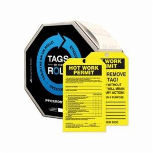 Accuform® TAB107CTP Barricade Tag, 5-3/4 in H x 3-1/4 in W, Yellow/Black/White, 3/8 in Hole, Cardstock