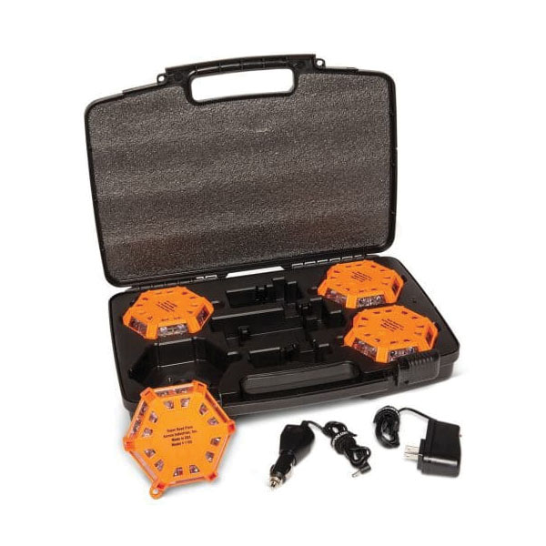 Aervoe&reg; 1168 Safety Super Road Flare Kit With (4) Red LEDs, 6 to 8 hr Flare, 16-3/4 in L, Orange
