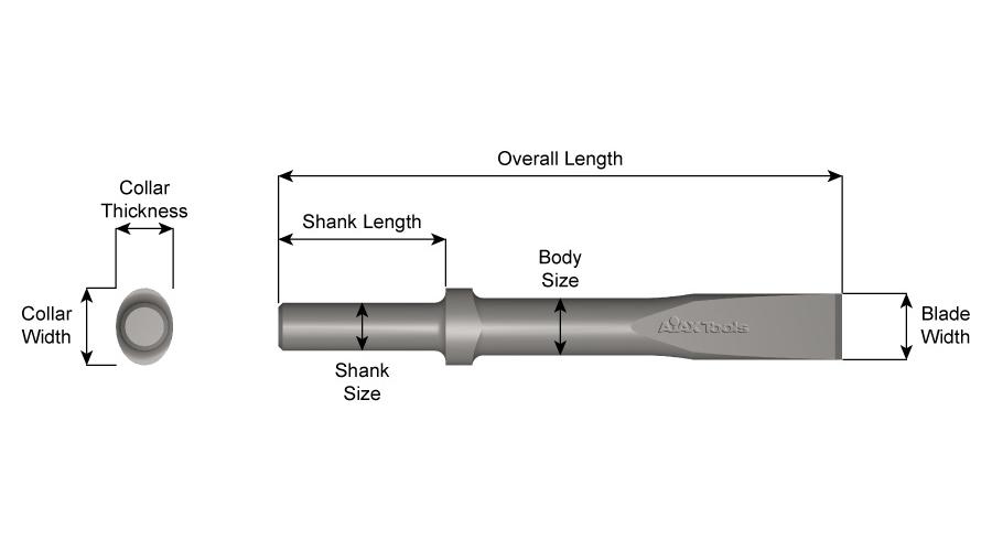 Ajax 303-24 Chisels, 24 in OAL, 1 in W Blade