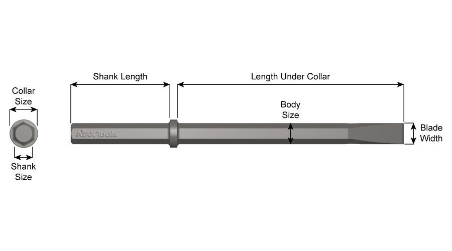 Ajax 32100 Chisels, 1-1/4 in, 19-1/8 in OAL