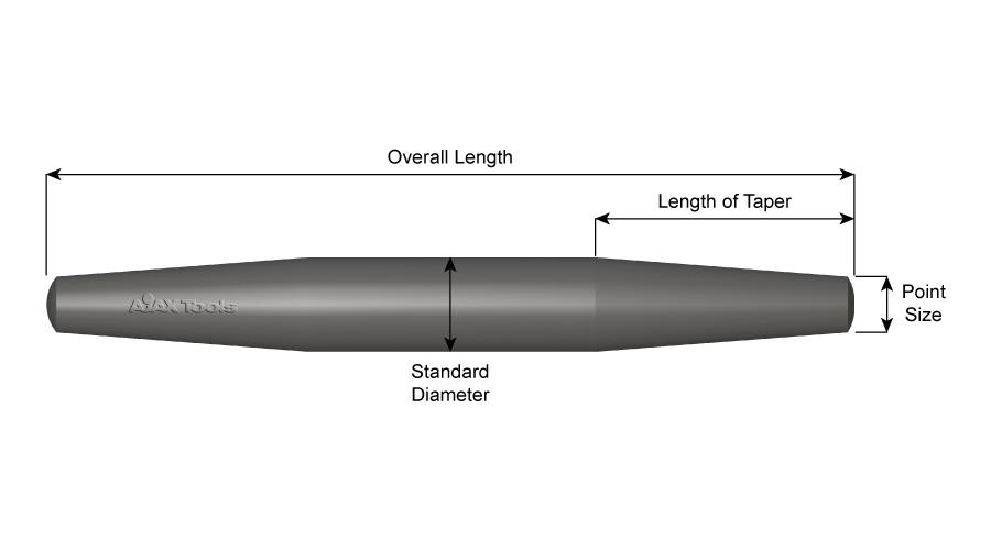 Ajax 636 Barrel Drift Pin, Pin Punch, 9/16 in Tip, 8 in OAL, Steel Tip