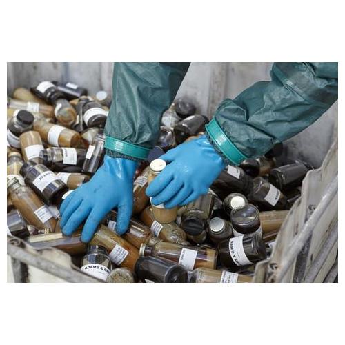 AlphaTec&reg; ‭04003100‬ 04-003 Glove, 10, Blue, Fleece Lining, 14 in L, Resists: Oils/Grease/Chemical, Gauntlet Cuff, 14 mil THK