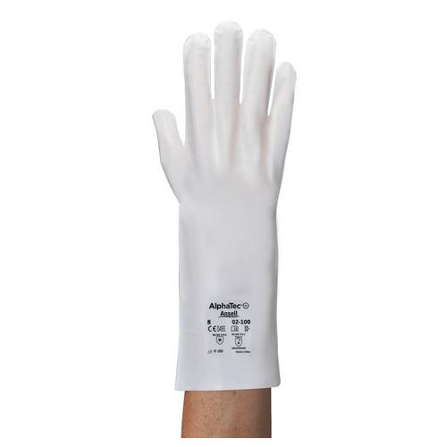 AlphaTec&reg; 2-100-10 2-100 Gloves, 10, White, 15 in L, Gauntlet Cuff, 0.07 mm THK