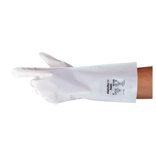 AlphaTec&reg; 2-100-7 2-100 Gloves, 7, White, 15 in L, Gauntlet Cuff, 0.07 mm THK