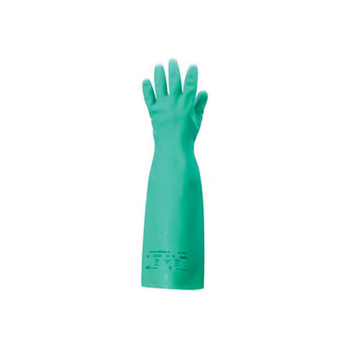 AlphaTec&reg; SolVex&reg; 37-185-08 High Comfort Chemical-Resistant Gloves, 8, Nitrile, Green, Unlined Lining, 18 in L, Resists: Abrasion, Chemical, Cut, Puncture and Snag, Unsupported Support, Gauntlet Cuff, 22 mil THK