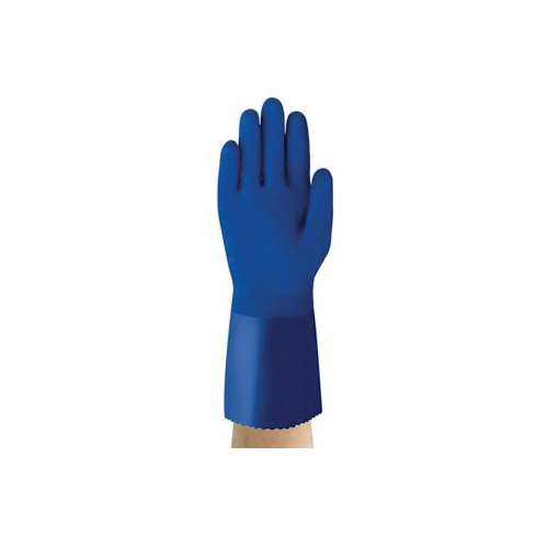 AlphaTec&reg; Snorkel&reg; 4-644-11 Medium Weight Chemical-Resistant Gloves, 11, PVC, Blue, Cotton Lining, 12 in L, Resists: Acid, Abrasion, Chemical, Cut, Caustics, Liquid, Grease, Oil, Puncture and Splash, Supported Support, Gauntlet Cuff, 63 mil THK