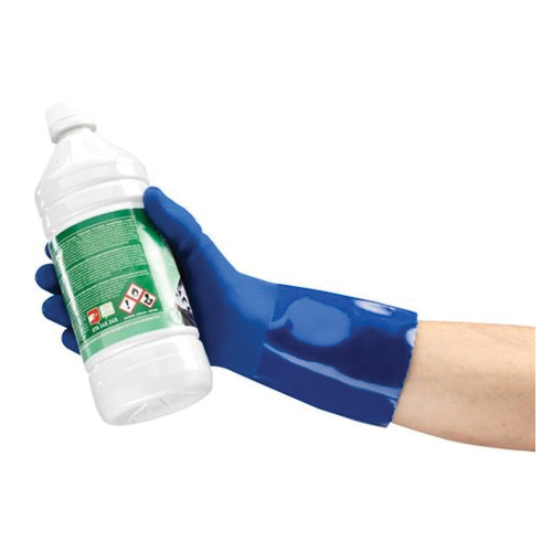 AlphaTec&reg; Snorkel&reg; 4-644-11 Medium Weight Chemical-Resistant Gloves, 11, PVC, Blue, Cotton Lining, 12 in L, Resists: Acid, Abrasion, Chemical, Cut, Caustics, Liquid, Grease, Oil, Puncture and Splash, Supported Support, Gauntlet Cuff, 63 mil THK
