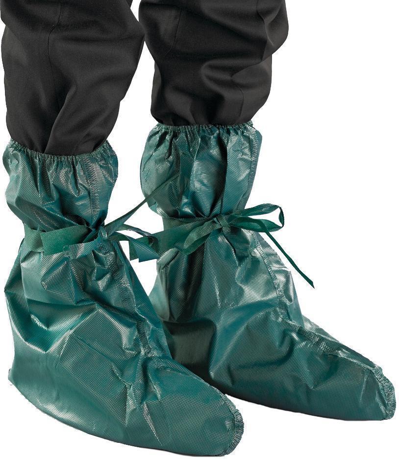 AlphaTec&reg; GR40-W-92-406-00 406 Welded Seam Boots, 103 GSM Fabric Weight, One Size Fits Shoe, Green, Elastic Top Closure, Resists: Chemical