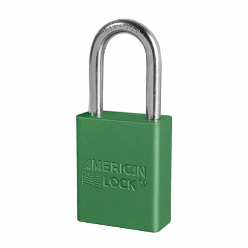 American Lock® A1107 Safety Padlock, Alike Key, ORANGE, Anodized Aluminum Body, 1/4 in Dia x 3 in H x 25/32 in W Polished Chrome Boron Alloy Steel Shackle, Conductive Conductivity
