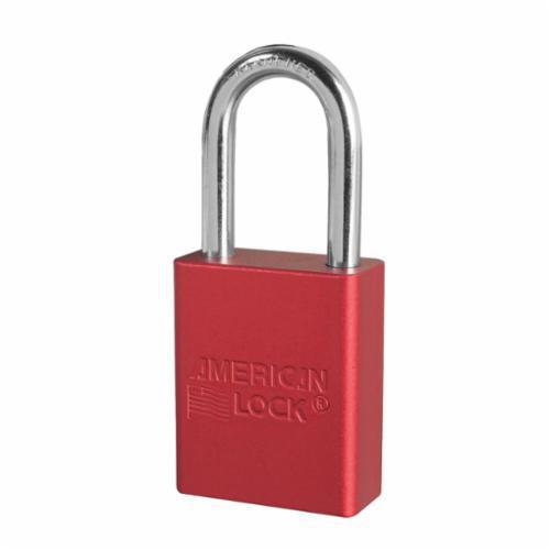 American Lock&reg; A1106KARED Safety Padlock, Alike Key, Red, Anodized Aluminum Body, 1/4 in Dia x 1-1/2 in H x 25/32 in W Polished Chrome Boron Alloy Steel Shackle, Conductive Conductivity