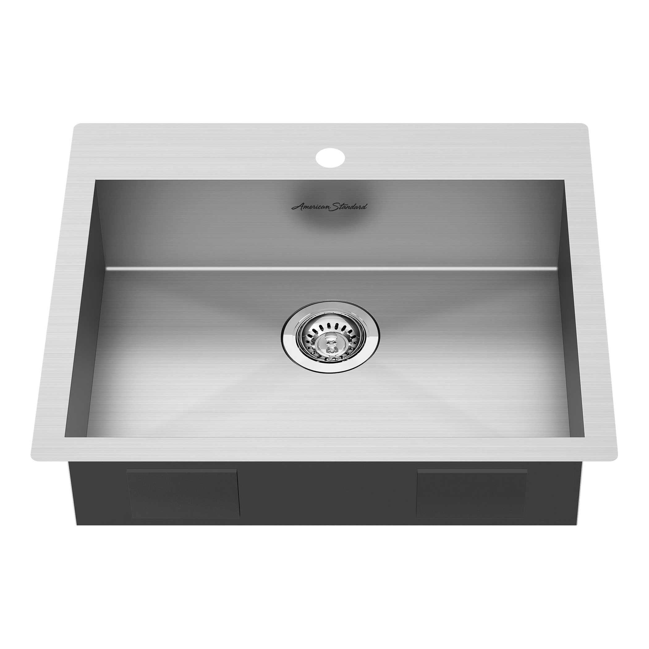 American Standard 18SB6252211.075 Edgewater® Kitchen Sink, Rectangular Shape, 1 Faucet Hole, 22 in L x 25 in W x 6 in H, Top/Under Mount, Stainless Steel, Stainless Steel, Import