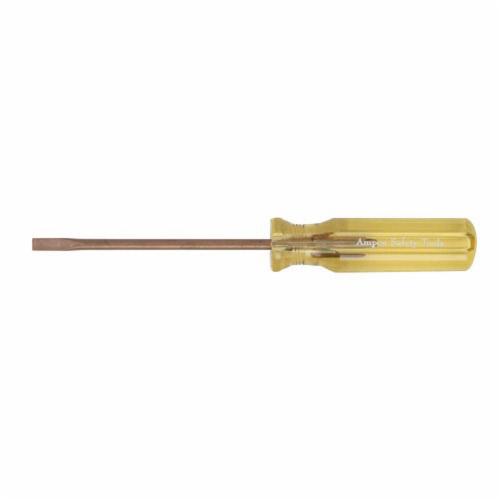 Ampco® S-38 Corrosion-Resistant Non-Sparking Standard Screwdriver, 1/4 in Keystone/Slotted Point, Alloy Steel Shank, 7-5/8 in OAL, Acetate Handle, Natural, ASTM A342/F2503