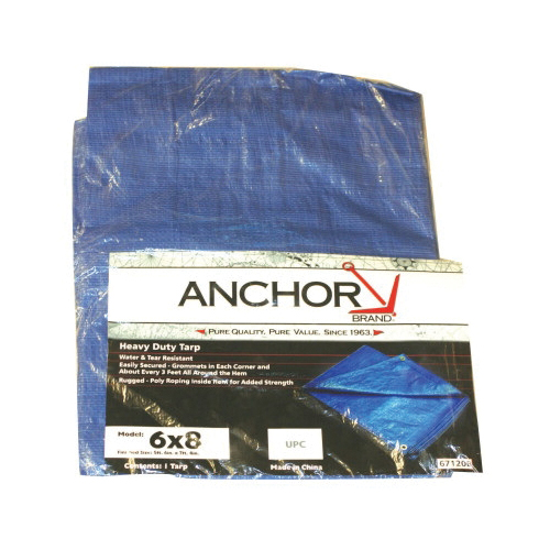Anchor® 0507 Multiple Use Tarp, 5 mm THK, 7 ft L x 5 ft W Finished, Blue, Polyethylene